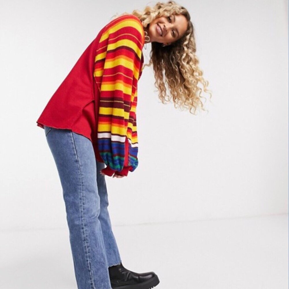 Free People Rainbow Dreams Knit Top S